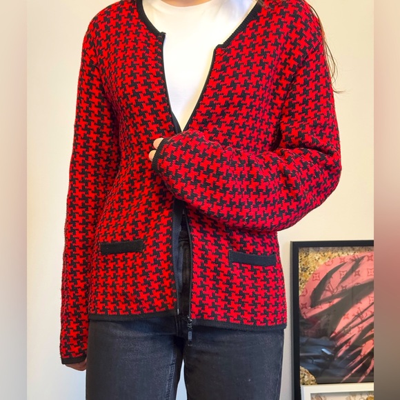 Braemar by Jeremy Scott houndstooth zip cardigan - Picture 1 of 7